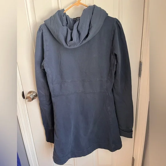 Prairie Underground zip up navy hood tunic organic cotton XL long cloak pockets - Picture 5 of 9